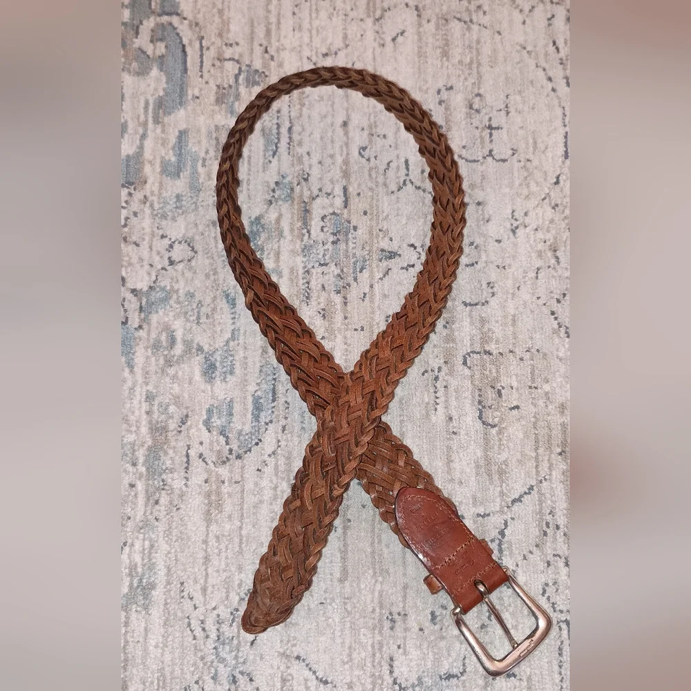 Fossil Vintage Brown leather woven women's belt Size Small